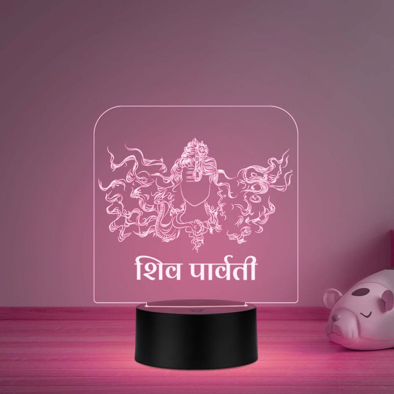 3D Illusion Lord Shiva Parvati Led Night lamp with multicolored Light Decoration lamp